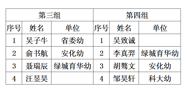 2014年合肥市少儿国际象棋比赛分组名单