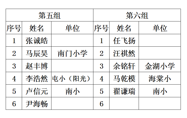 2014年合肥市少儿国际象棋比赛分组名单